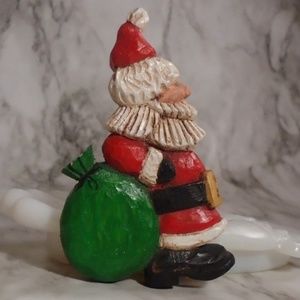 Handcrafted artisan wooden Santa brooch pin